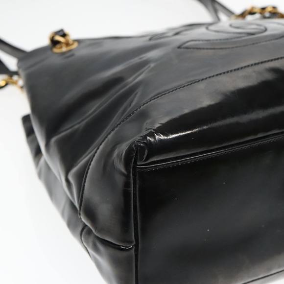 CHANEL COCO Mark Chain Shoulder Bag Patent leather Black Gold CC Auth bs18484 - Picture 14 of 16